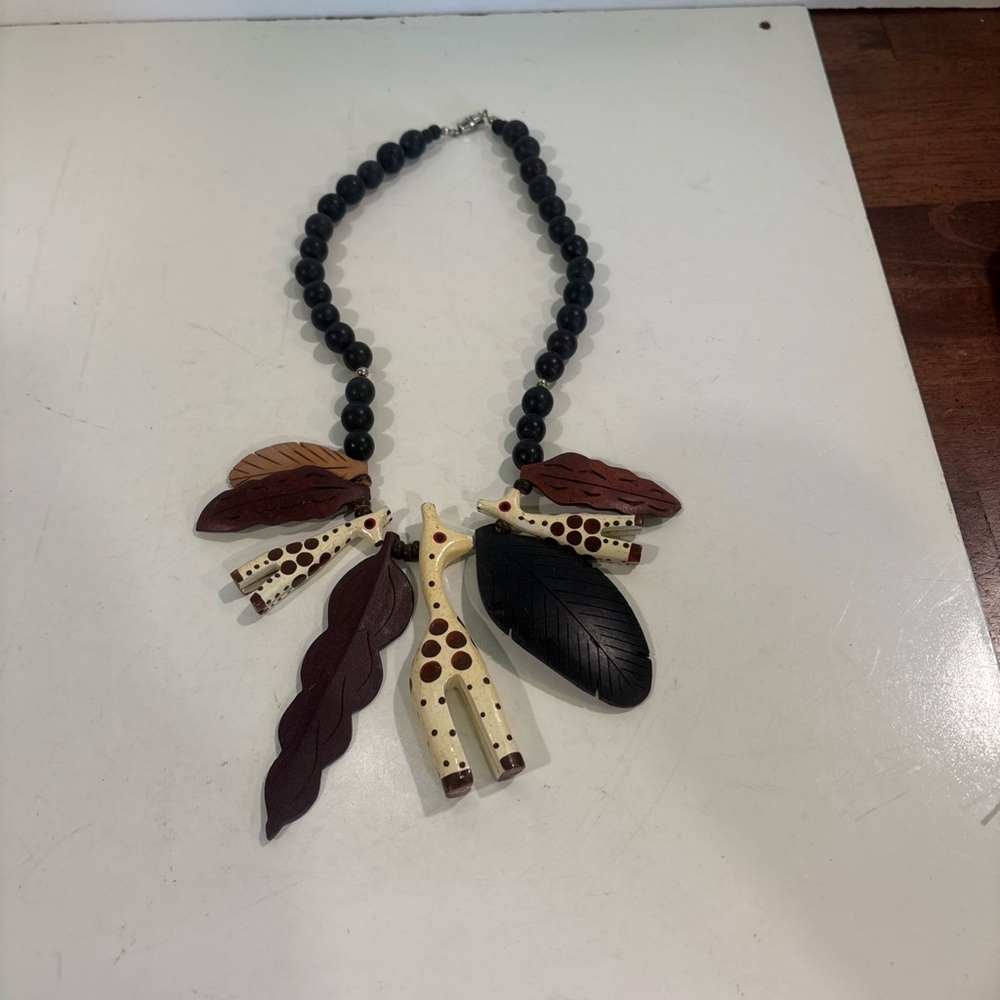 Source Unknown Black and Brown Giraffe Necklace